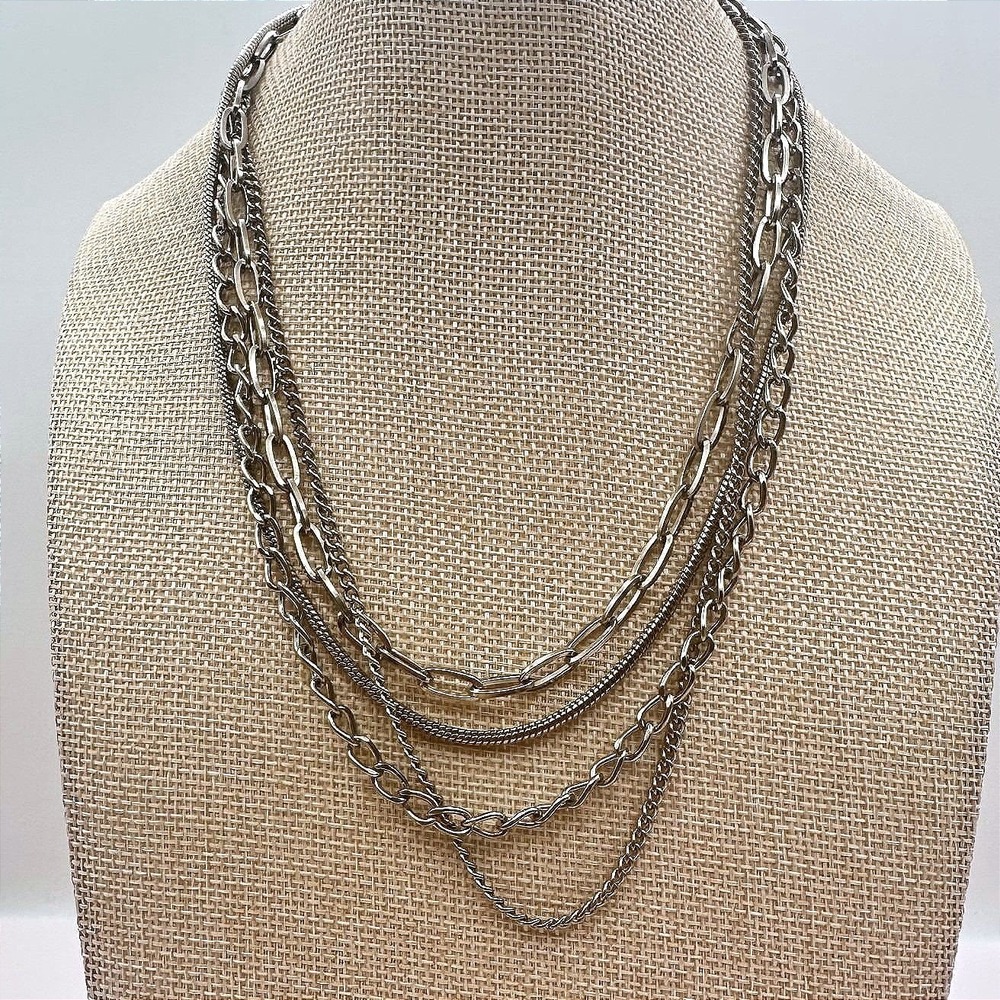 Multi-Strand Silver-Tone Layered Necklace